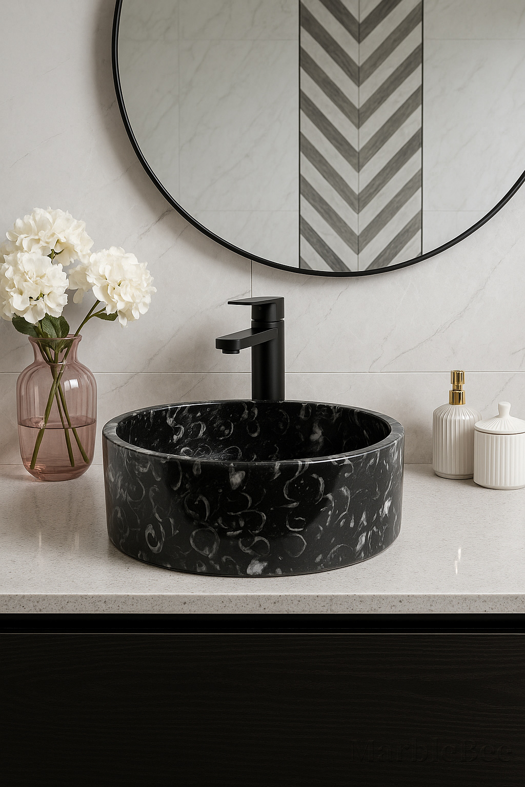 Marble basin In bathroom