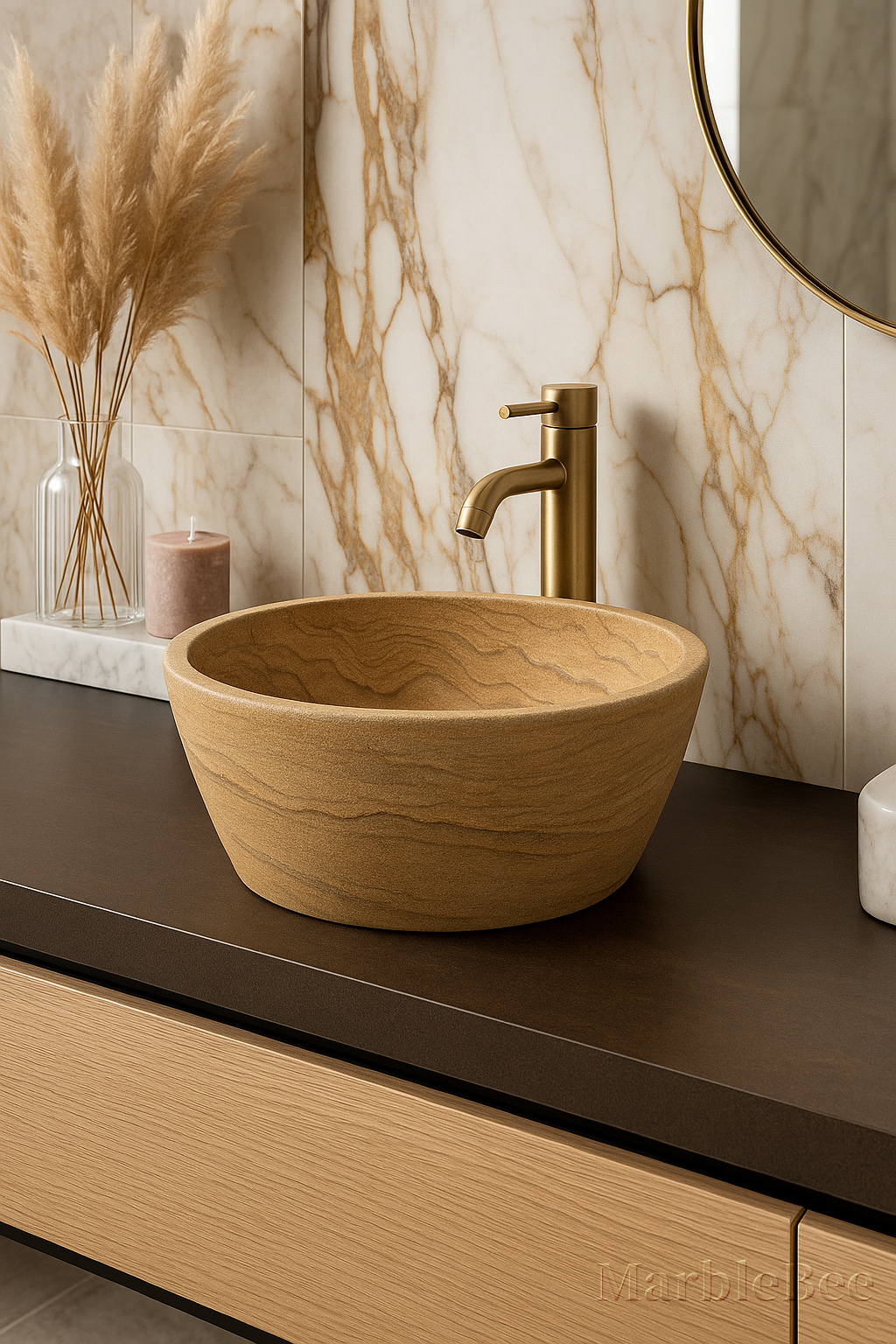 Marble basin In bathroom