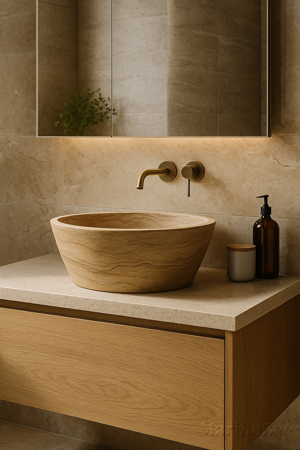 Marble basin In bathroom
