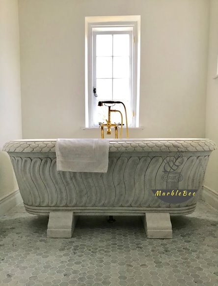 Freestanding Claw-footed White Stone Tub Will Never Get Out of Trend