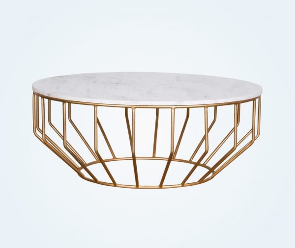 Marble Table with Circular Brass Base