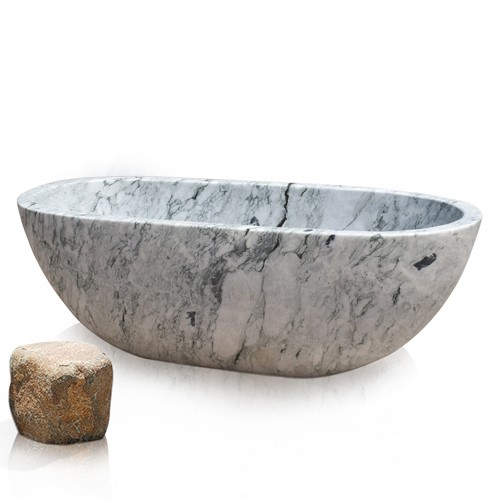 Modern Italian White Carrara Marble Bathtub
