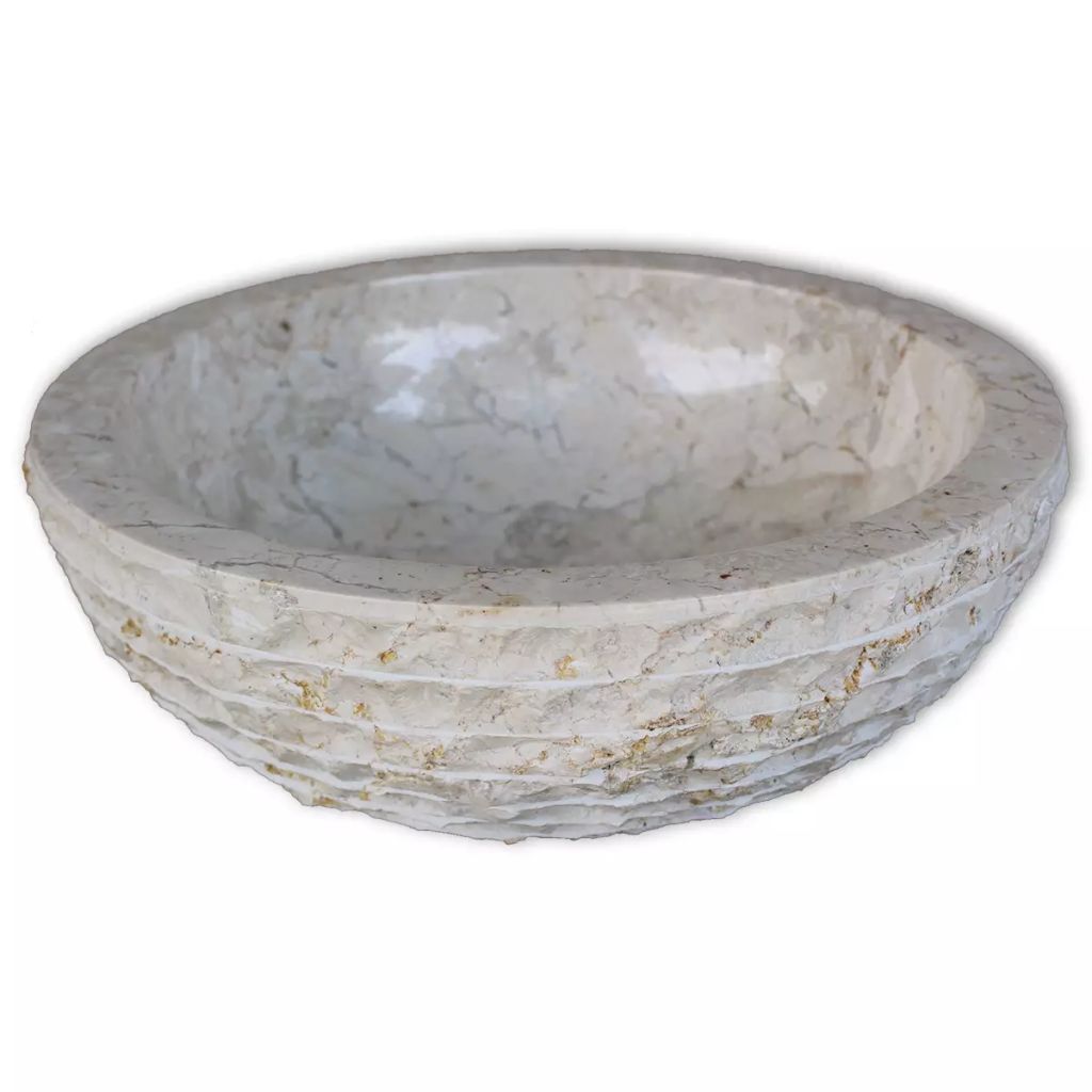 White Chiseled Marble Washbasin