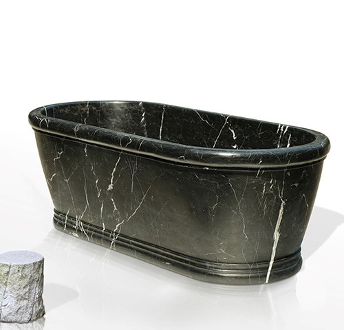 Black marble bathtub