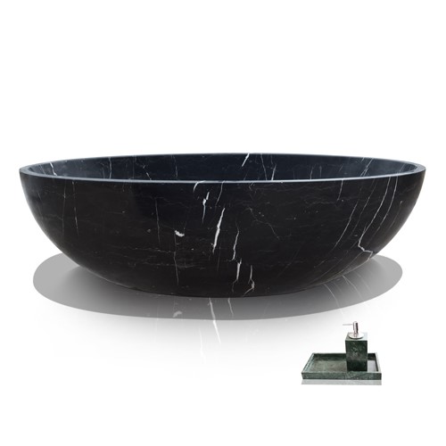Nero Marquina Modern Black Marble Bath