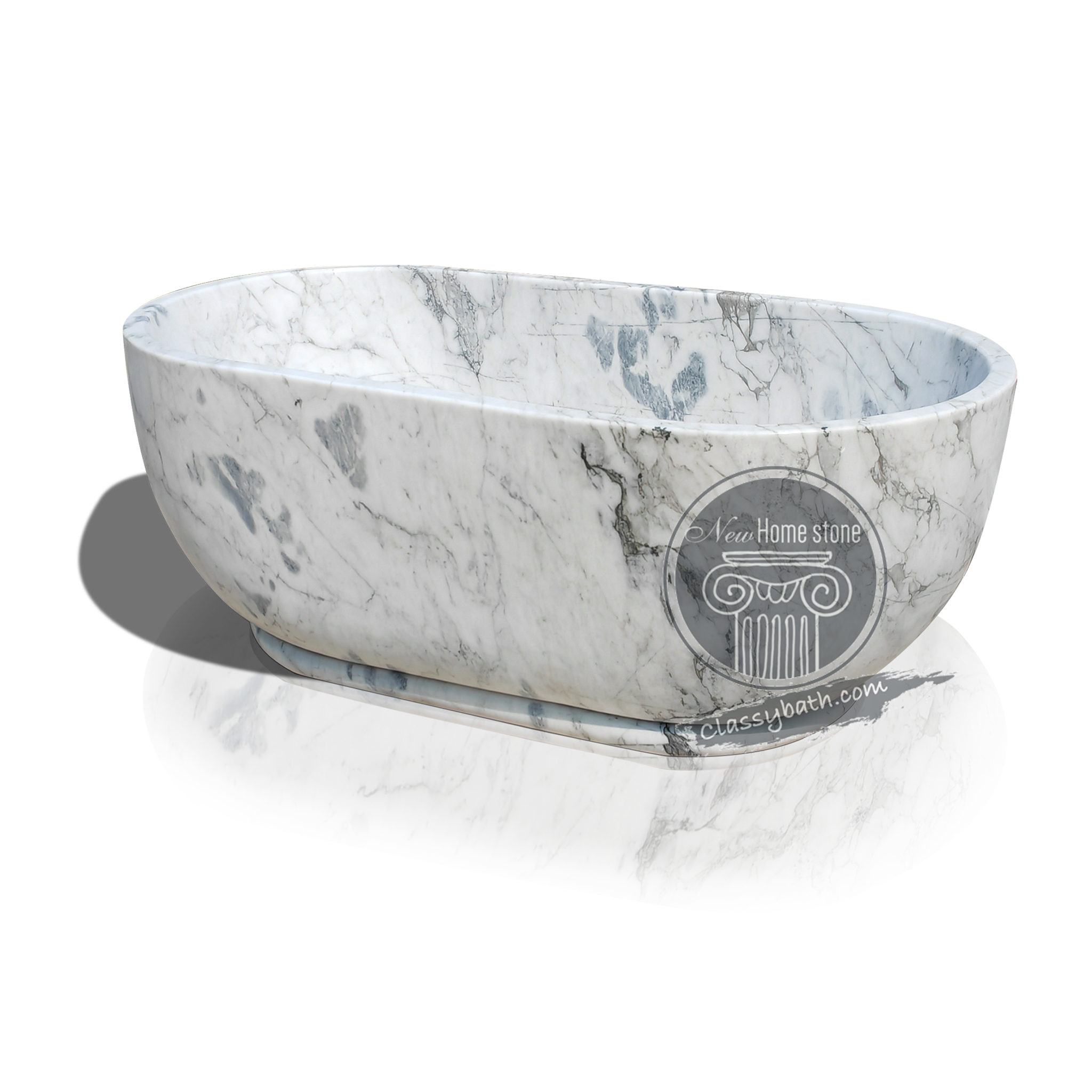 White marble oval bathtub