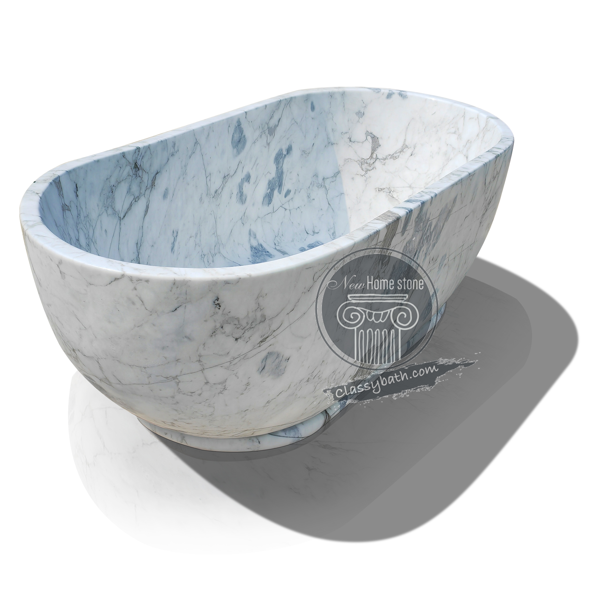 White marble oval bathtub