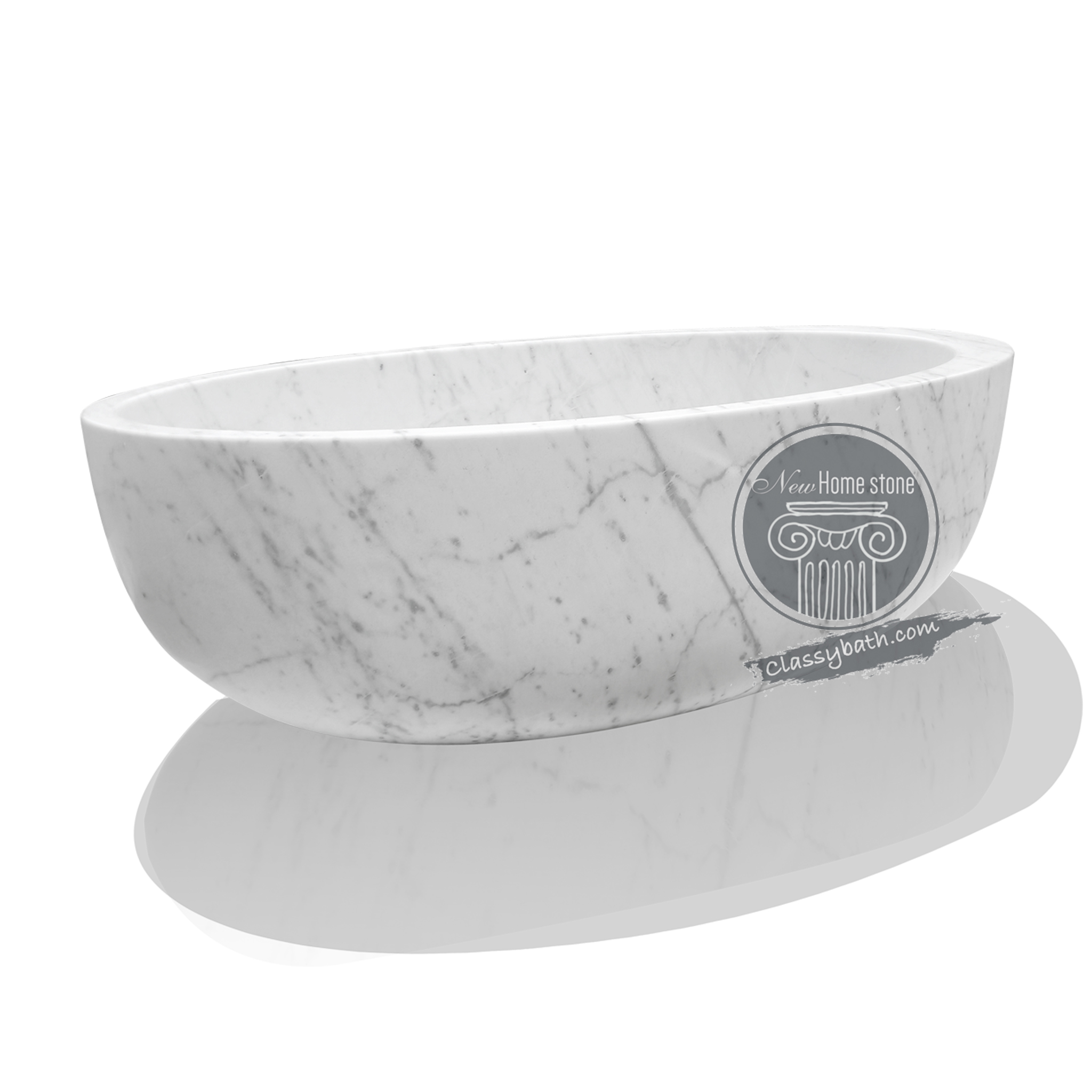 luxury marble bathtub - with a head rest design and holder for wine glass