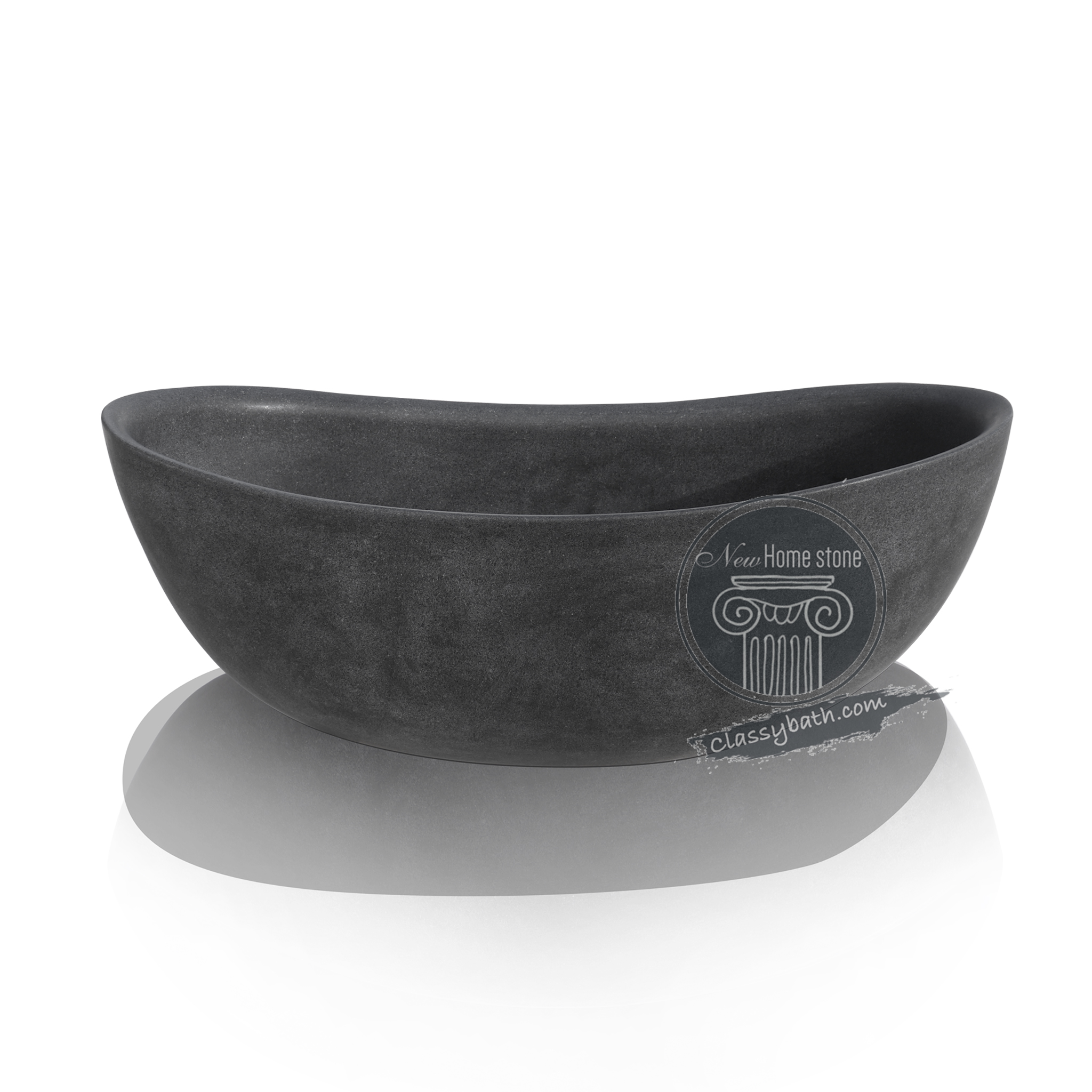 Black matt finish stone bathtub