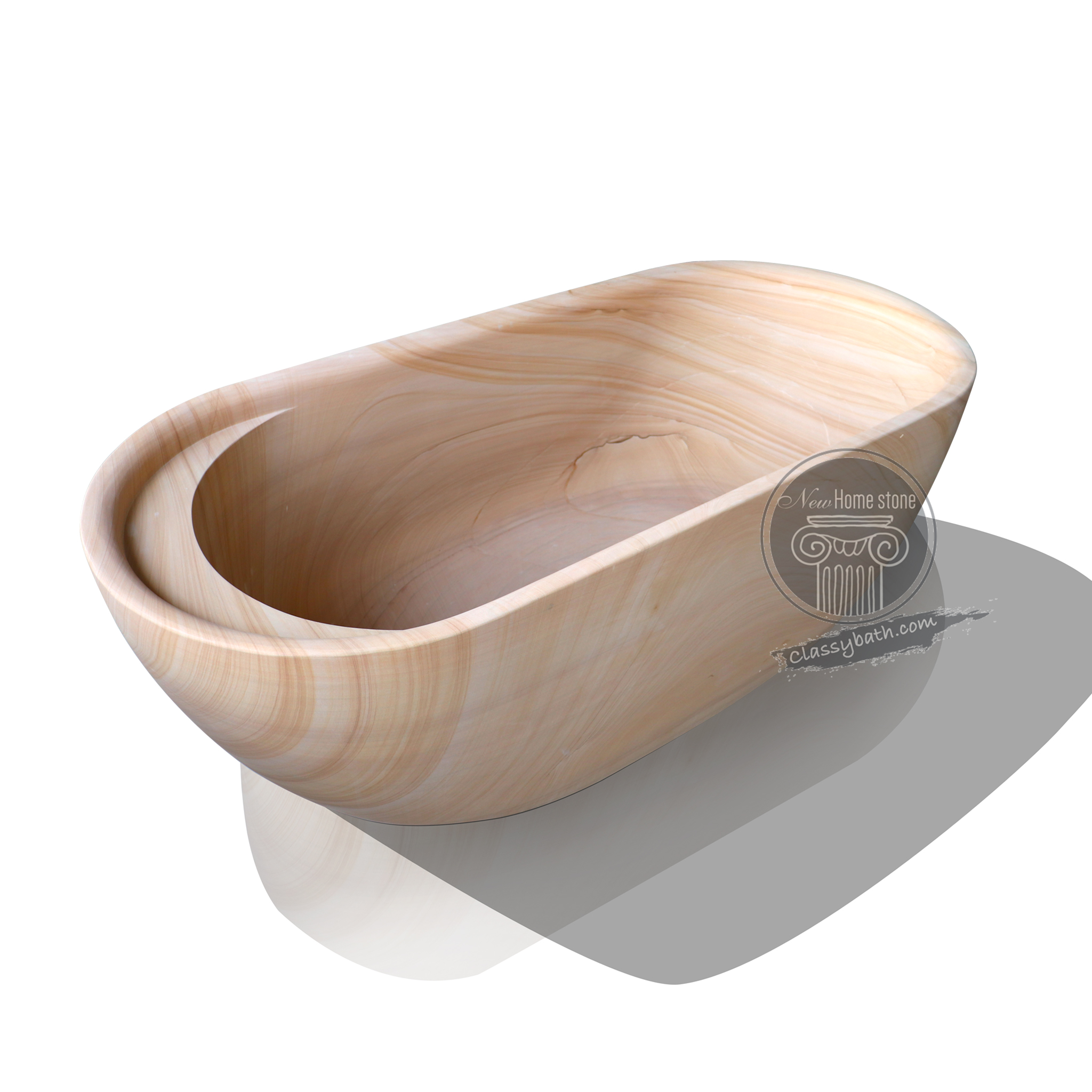 River veining landscape sandstone soaking tub