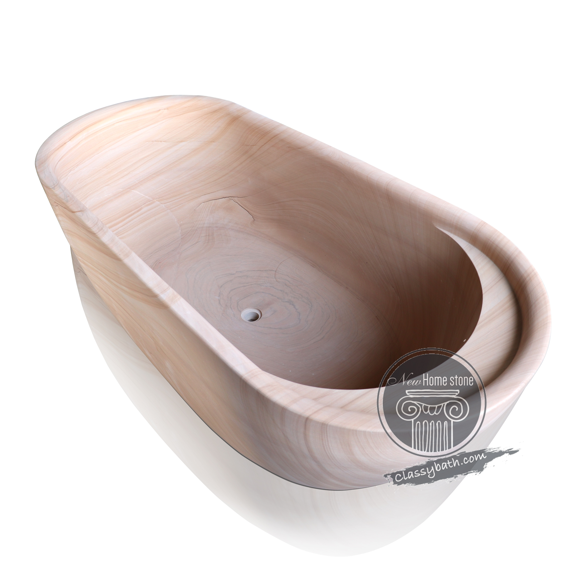 River veining landscape sandstone soaking tub