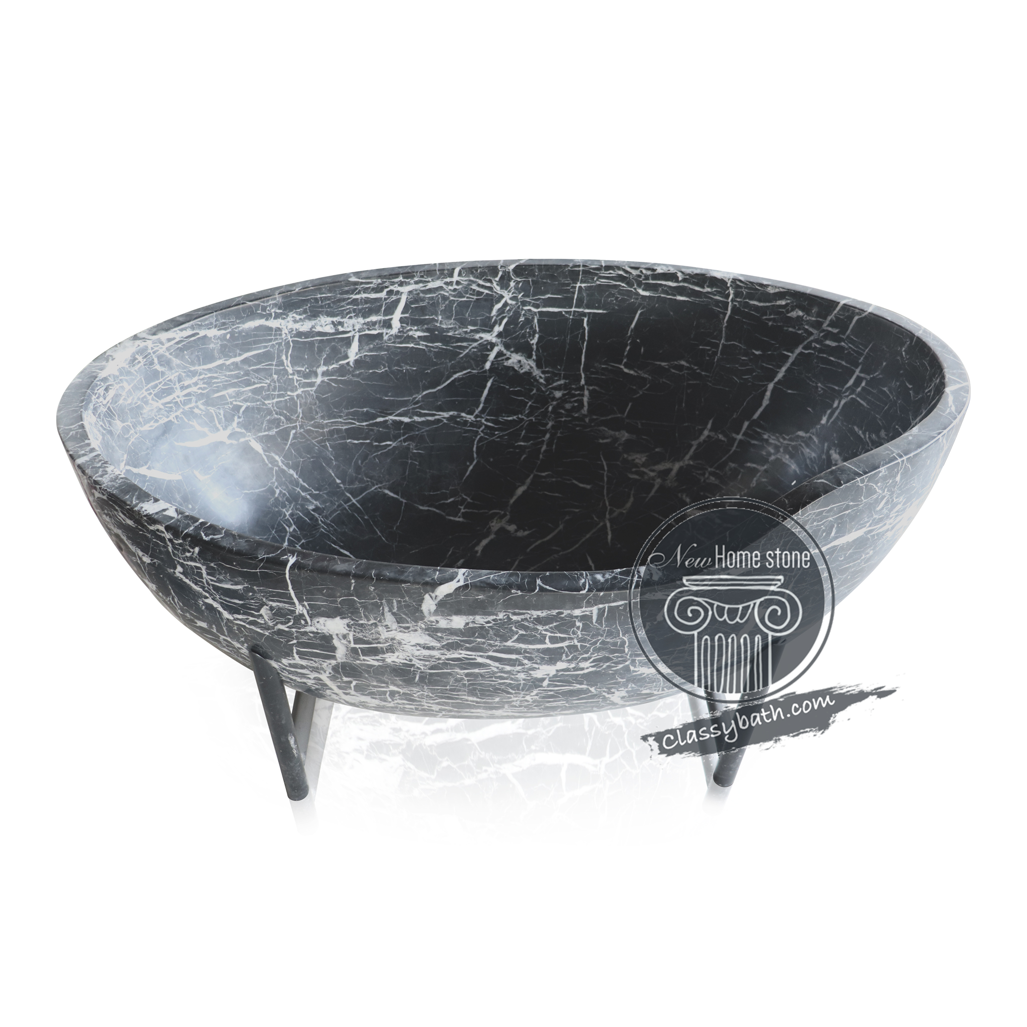 black marble bathtub with white veins perfect for luxury baths