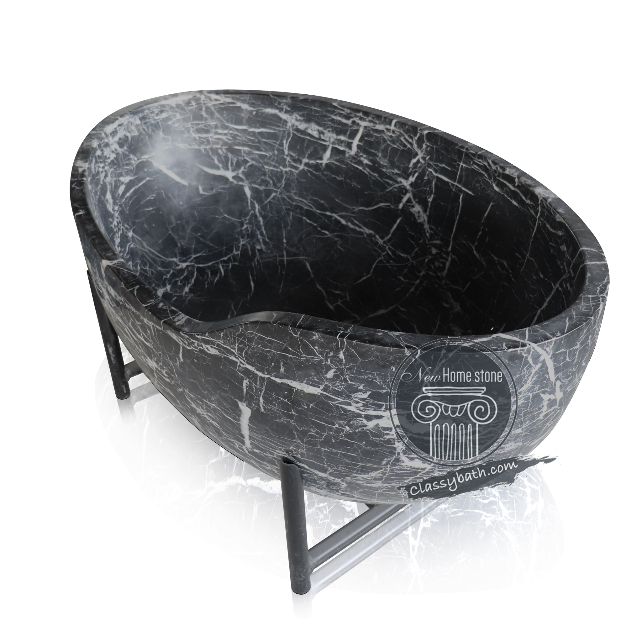 black marble bathtub with white veins perfect for luxury baths