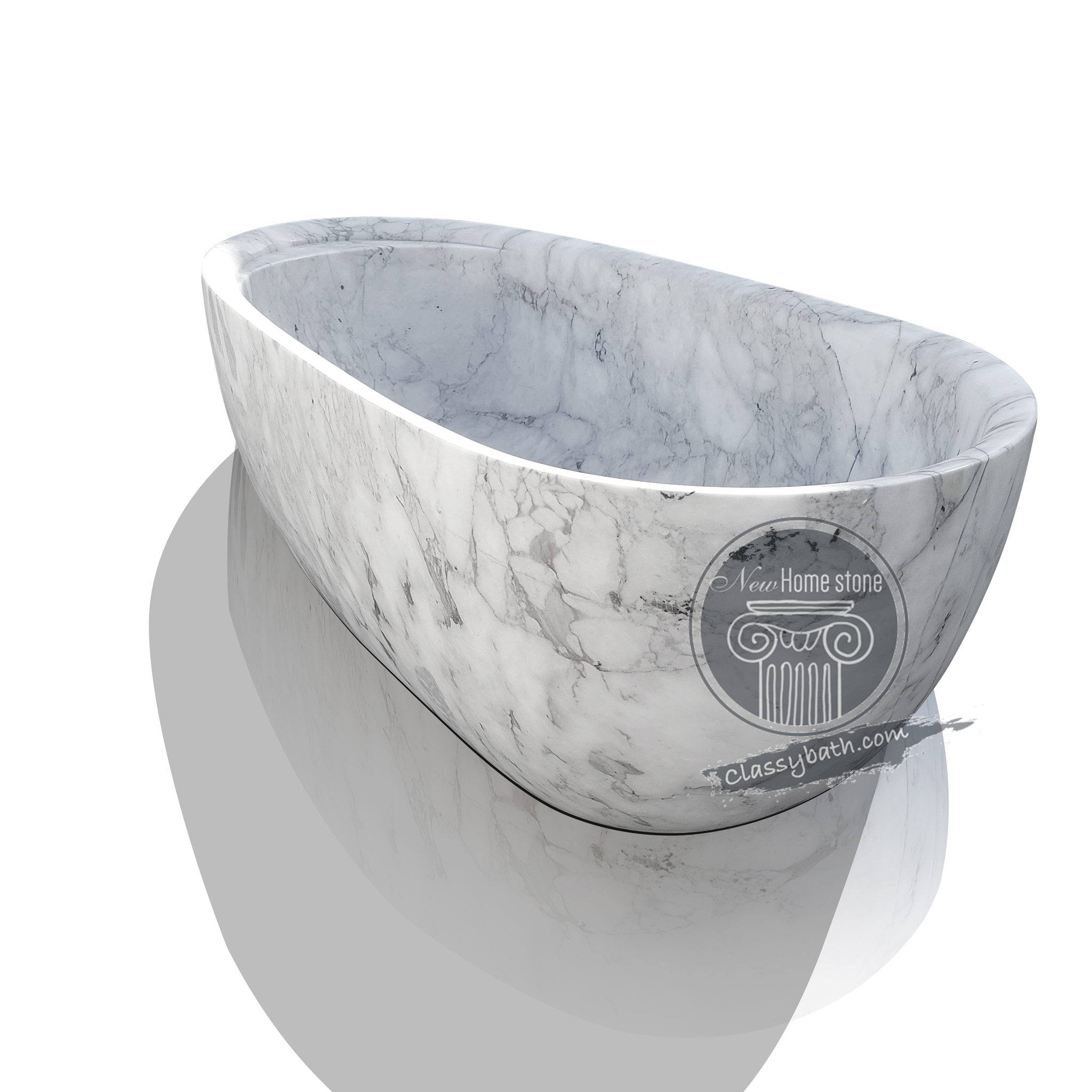 White carrara marble bathtub in stock