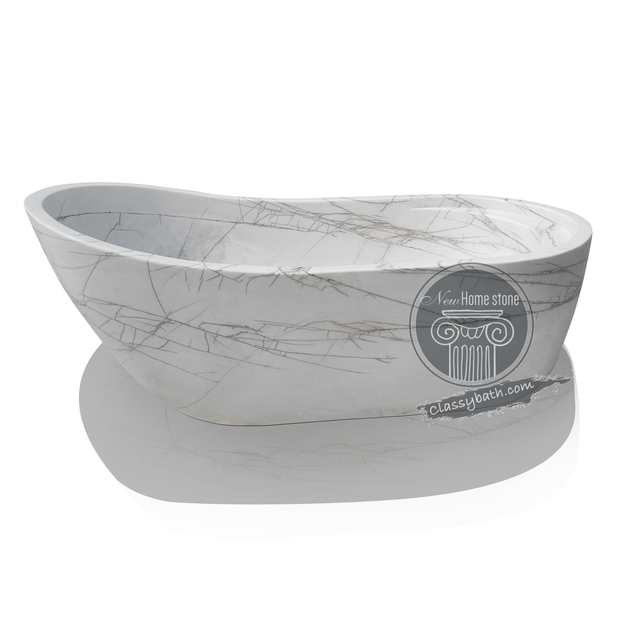 White marble tub with golden veins