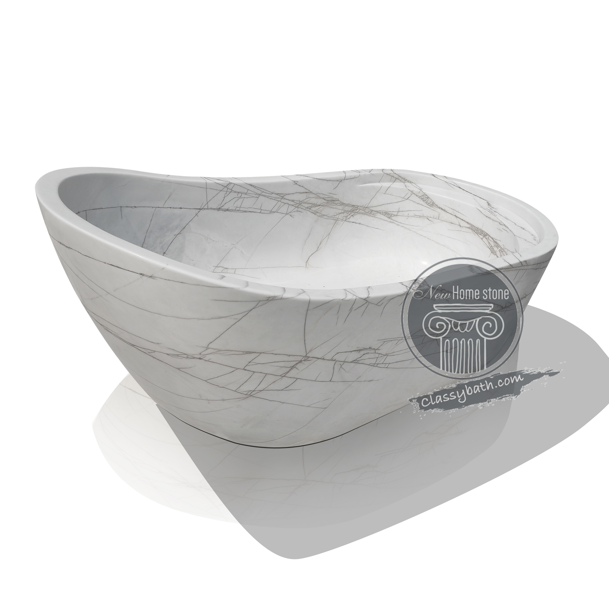 White marble tub with golden veins