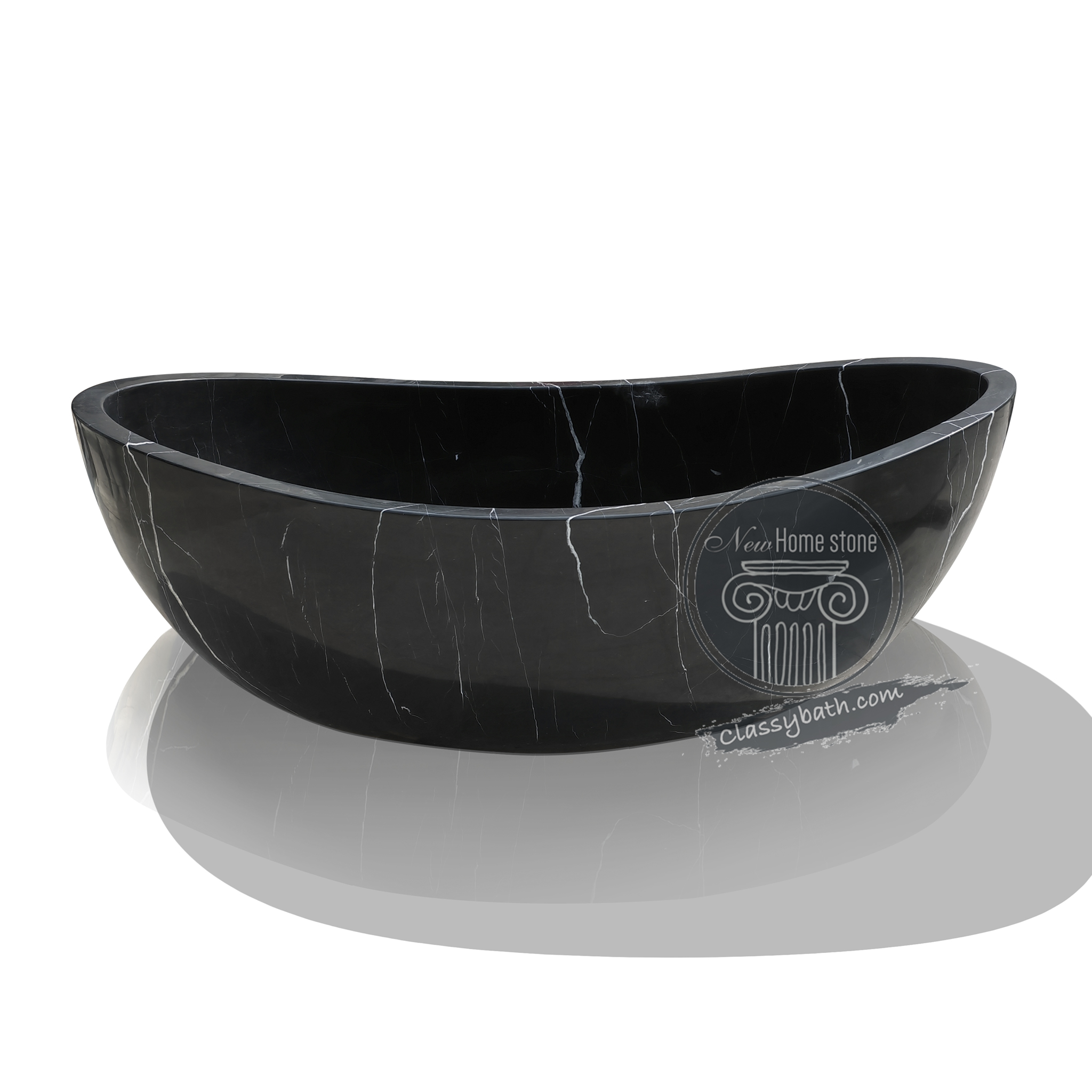 Matt finish matt black marble bathtub with lines