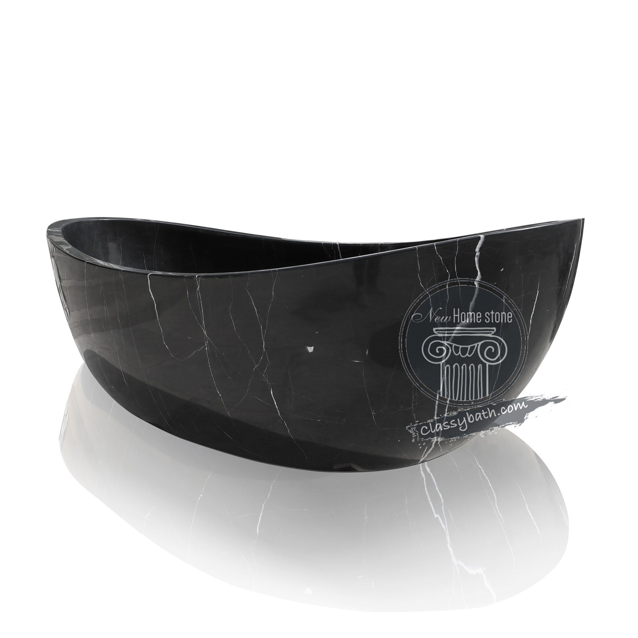 Matt finish matt black marble bathtub with lines