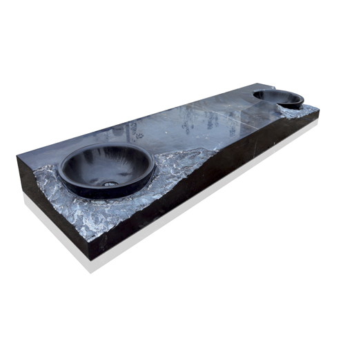 Black marble unique design double sink