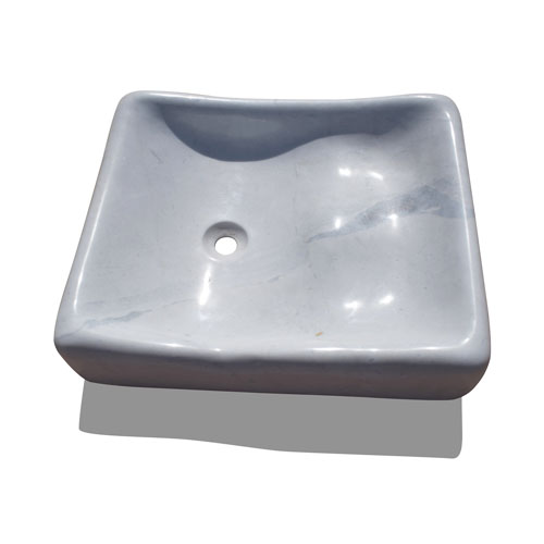 Wave design white marble square sink