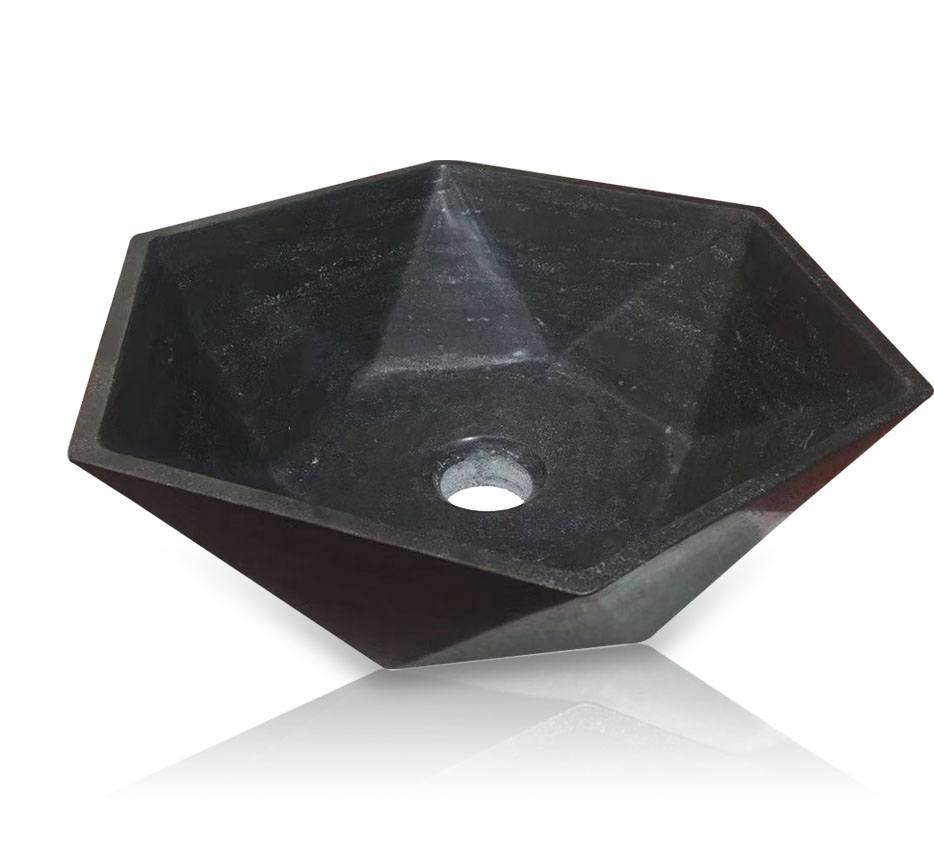 Hexagonal Black Marble Basin