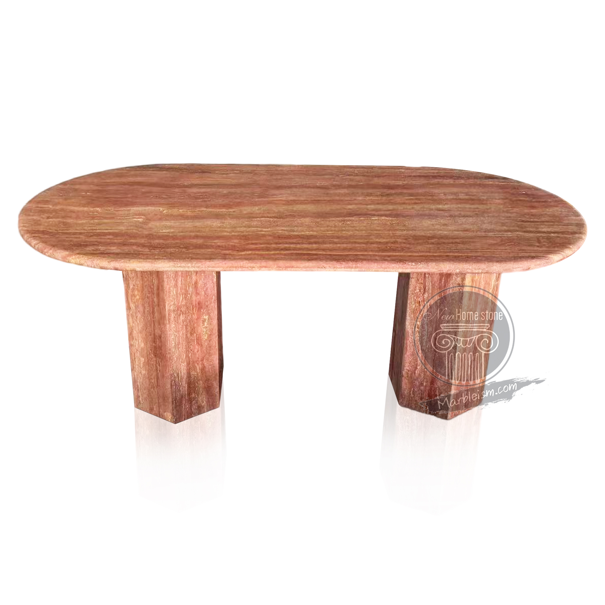 Red travertine table for 6