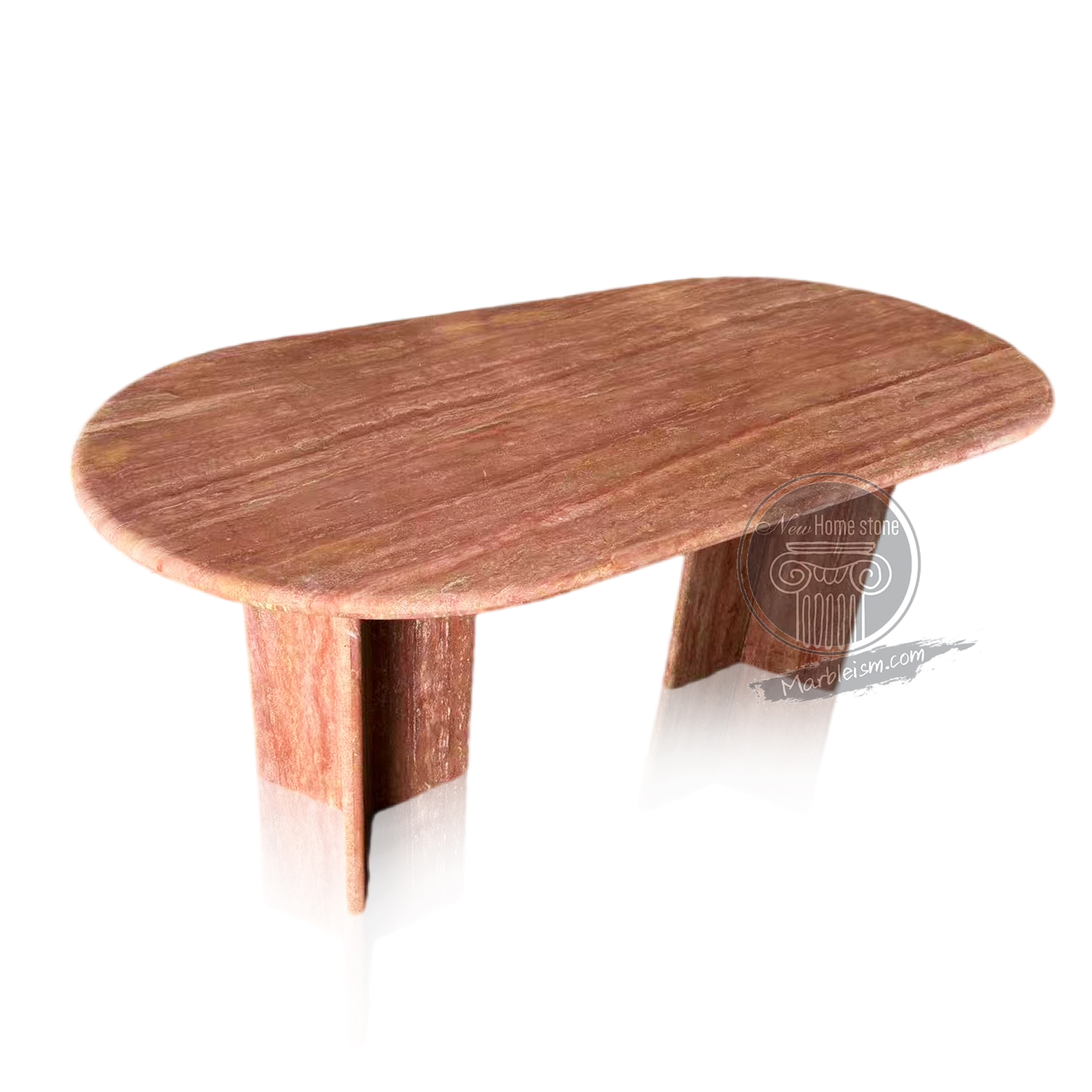 Red travertine table for 6