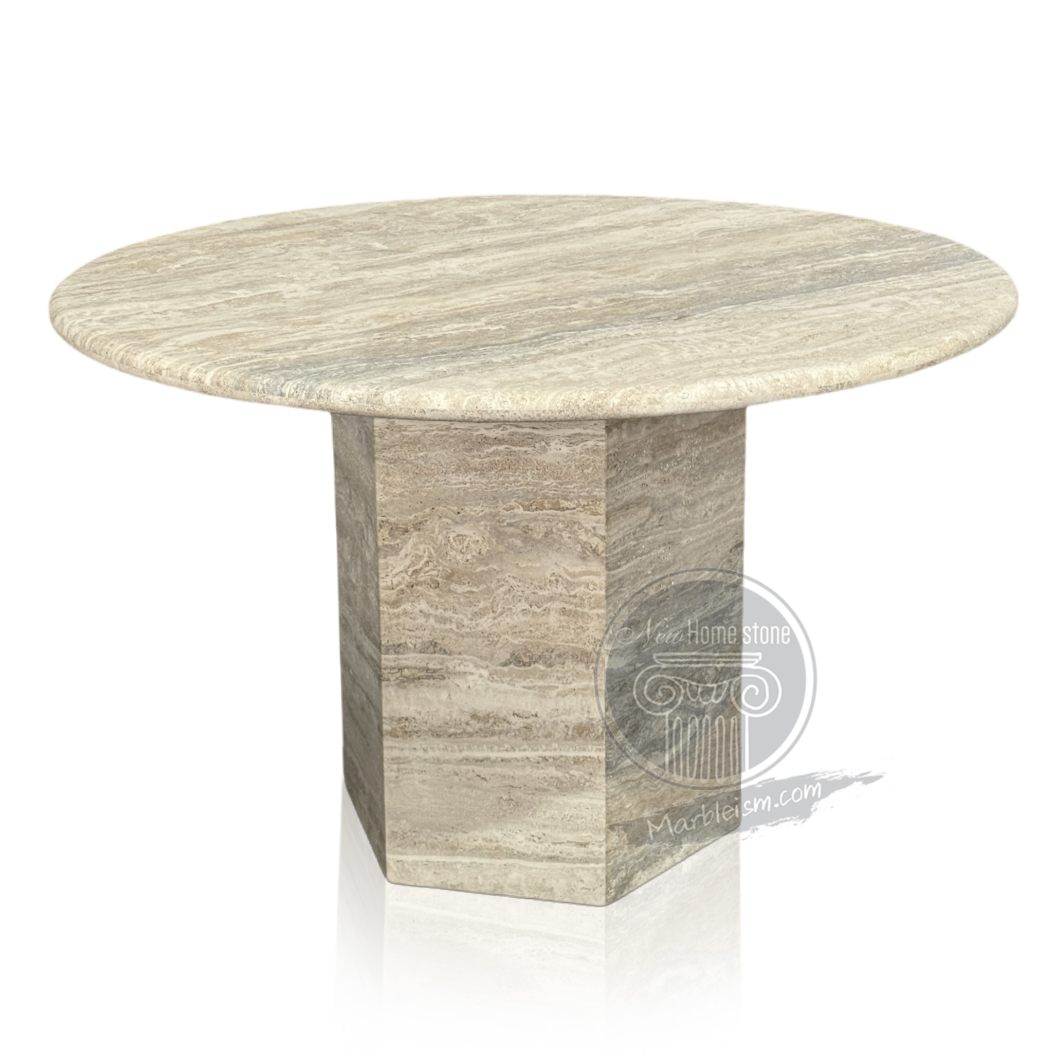 Silver Travertine pedestal table