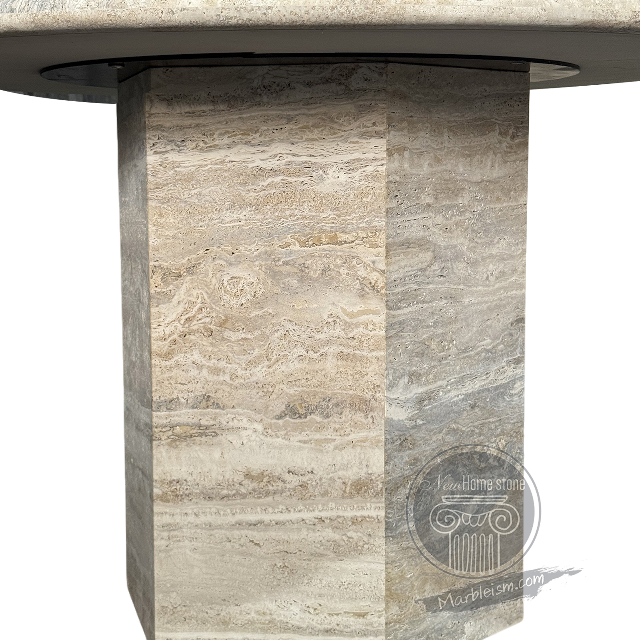 Silver Travertine pedestal table