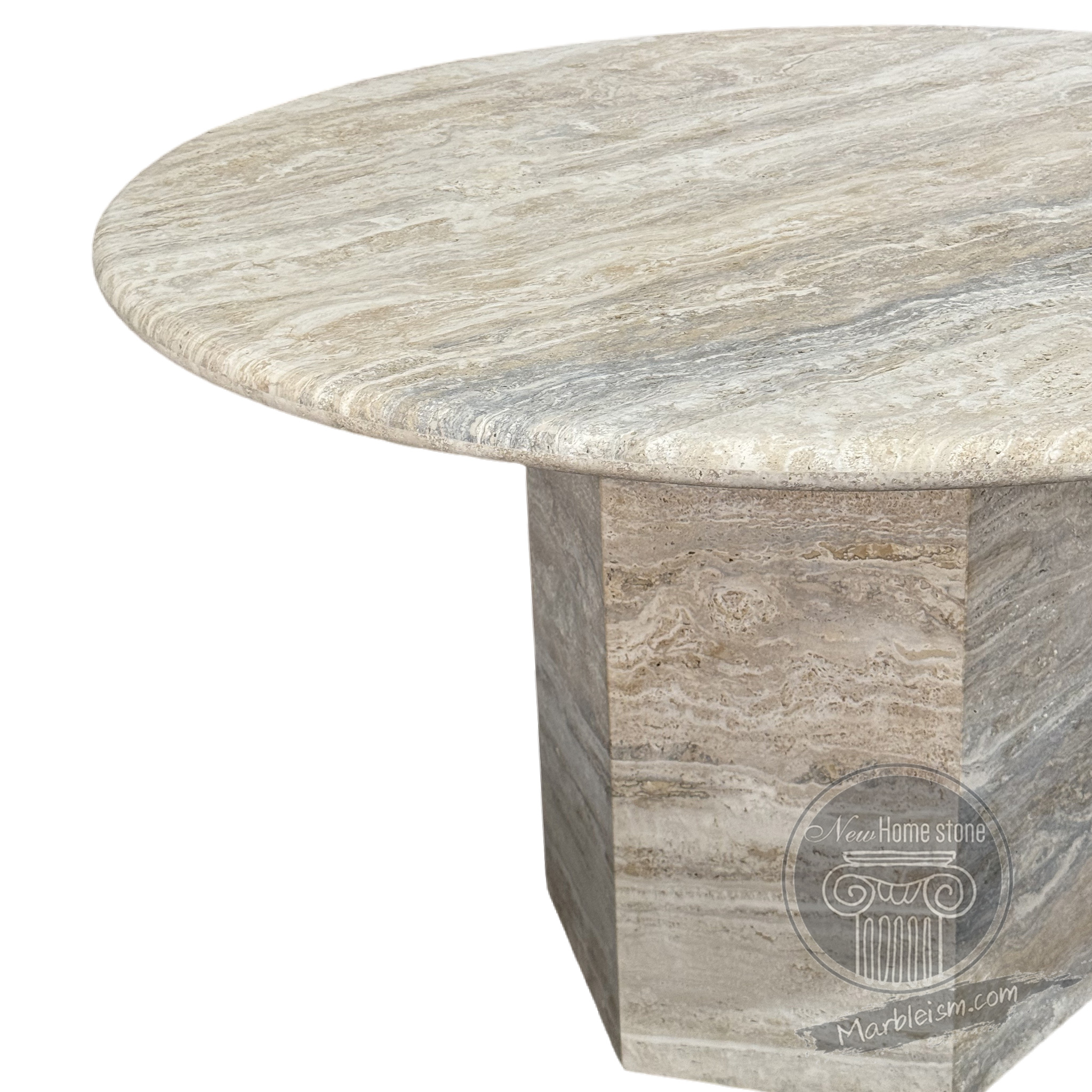 Silver Travertine pedestal table