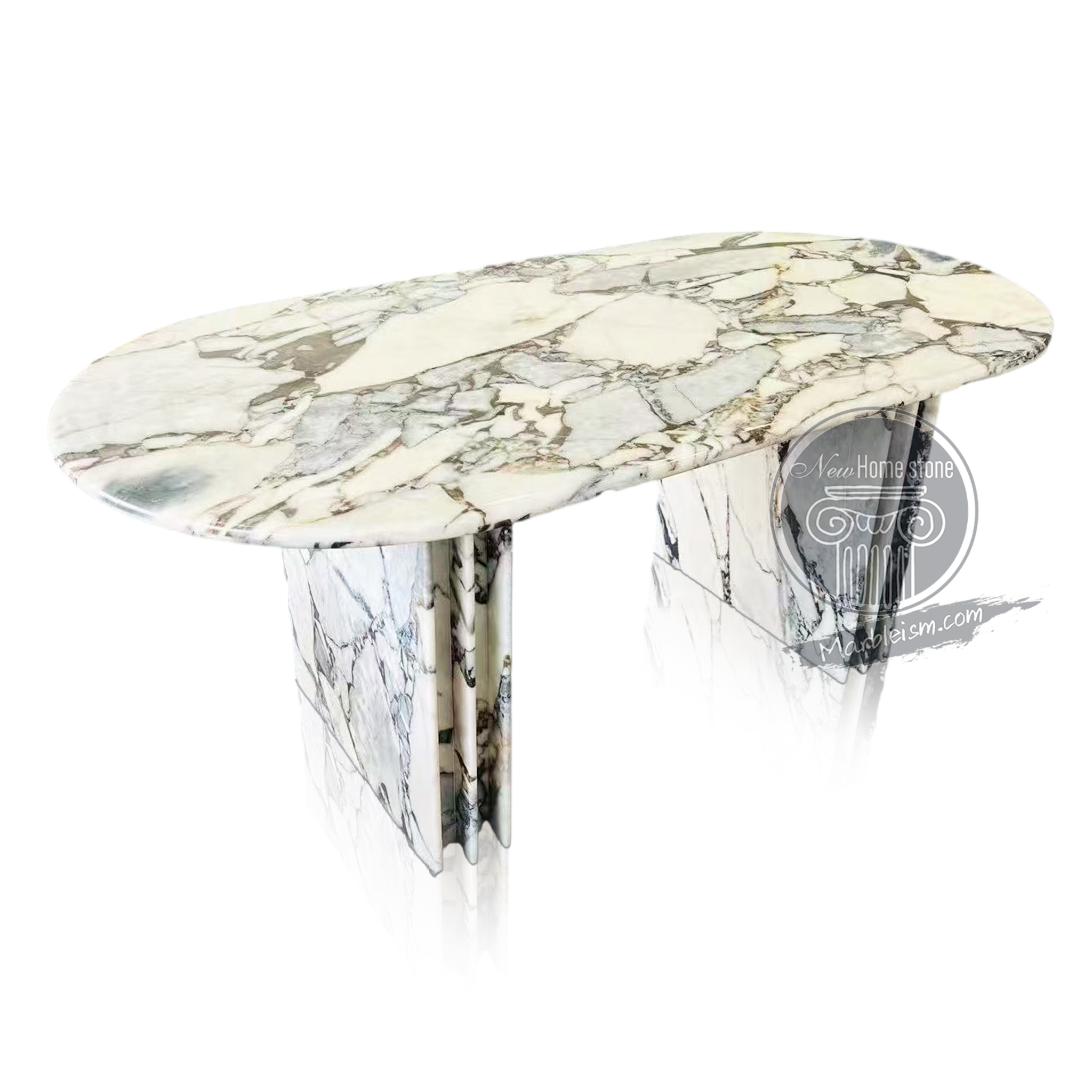 Large oval marble table Calacatta