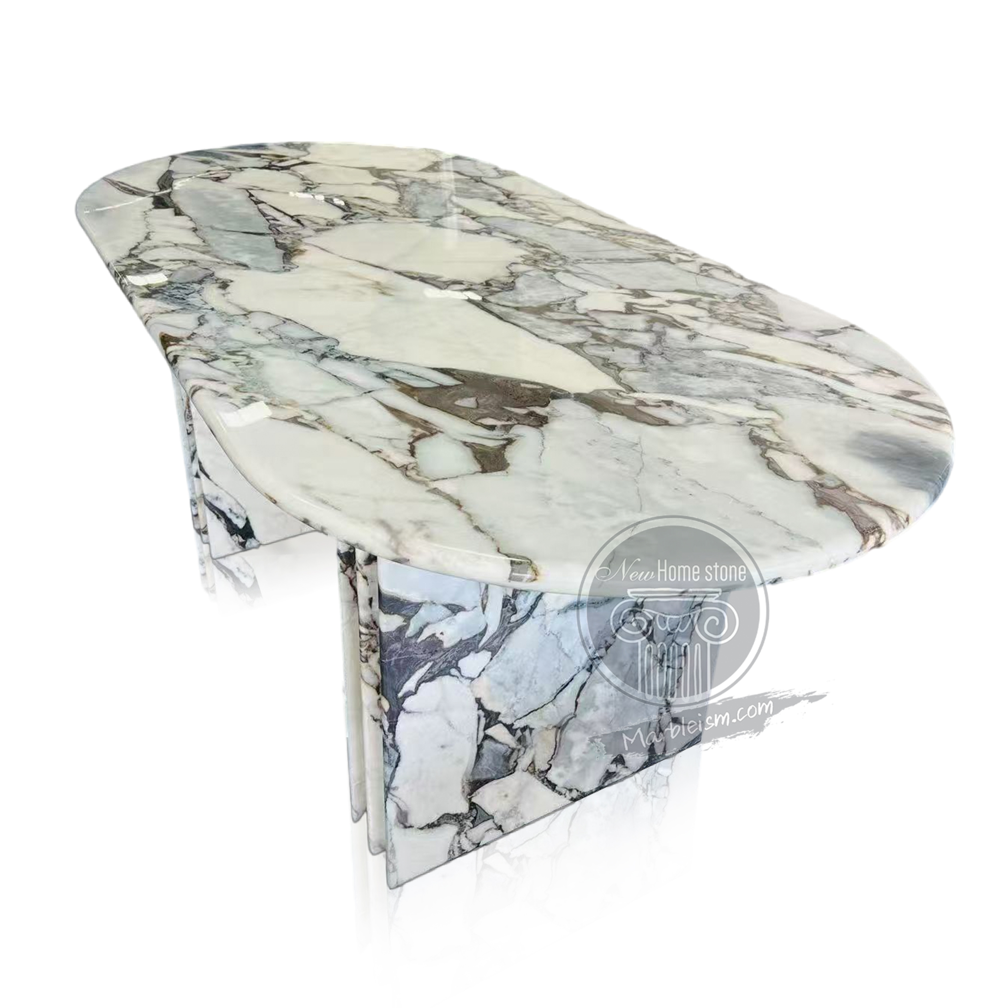 Large oval marble table Calacatta
