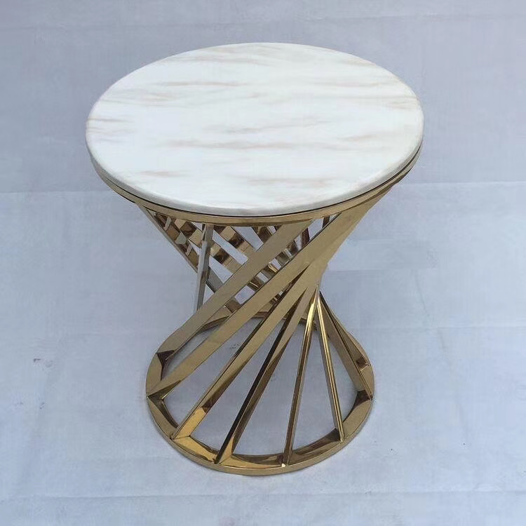 White Marble Table with Hourglass Base