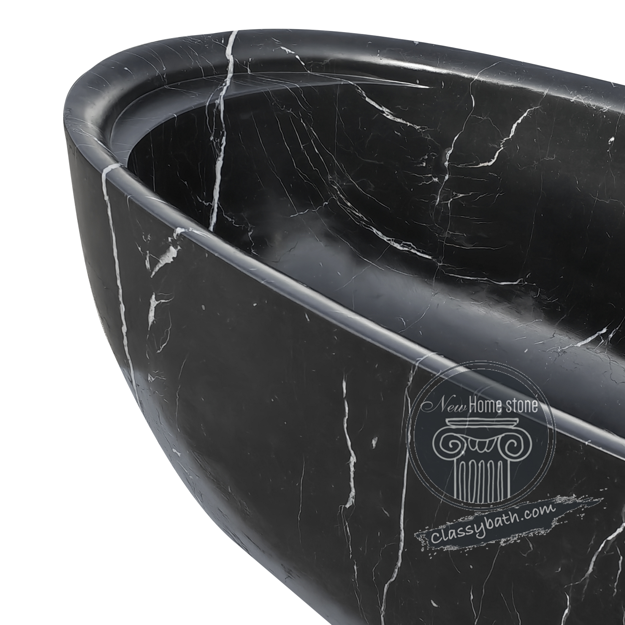 Nero Marquina Hand-carved Marble bathtub