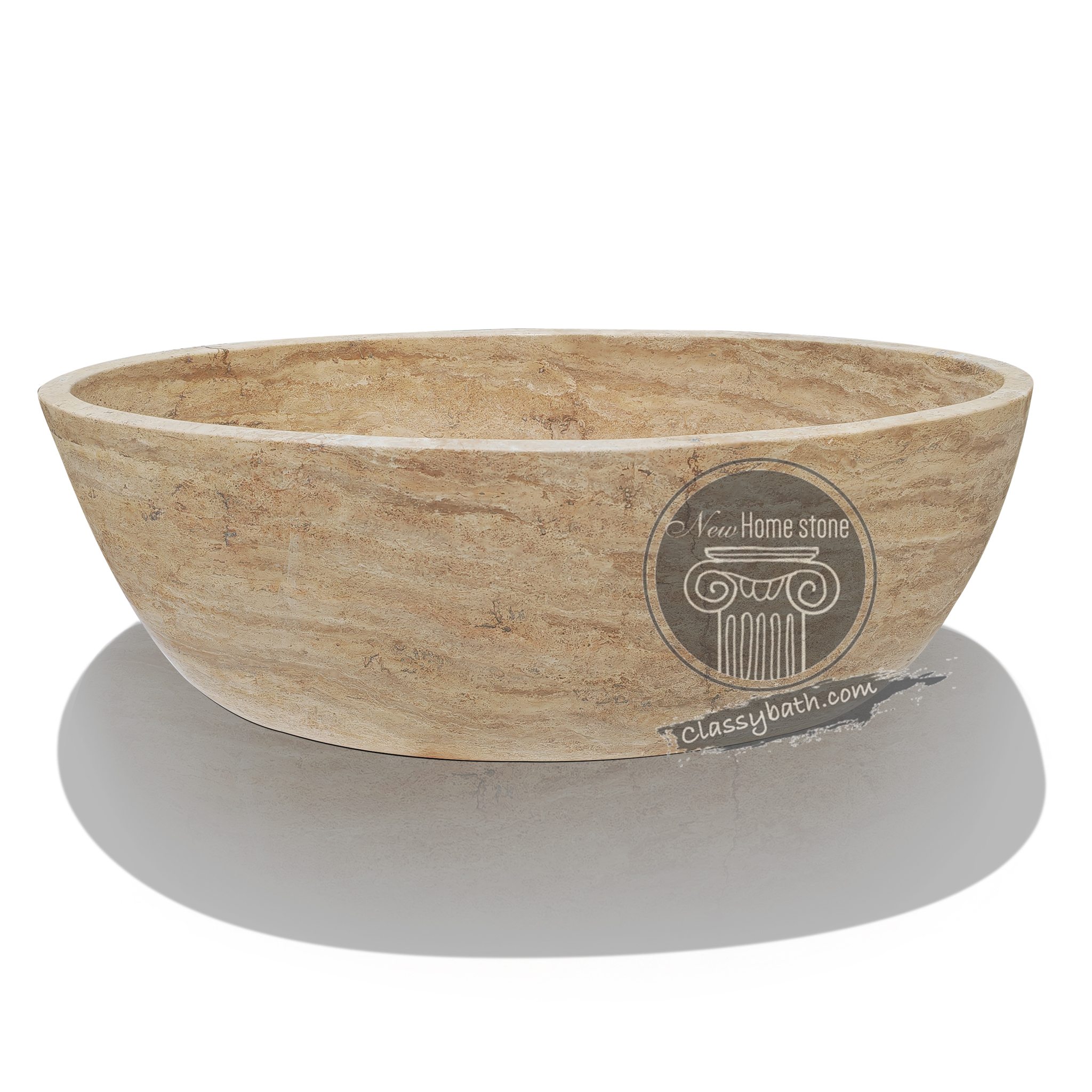 Travertine round bathtub