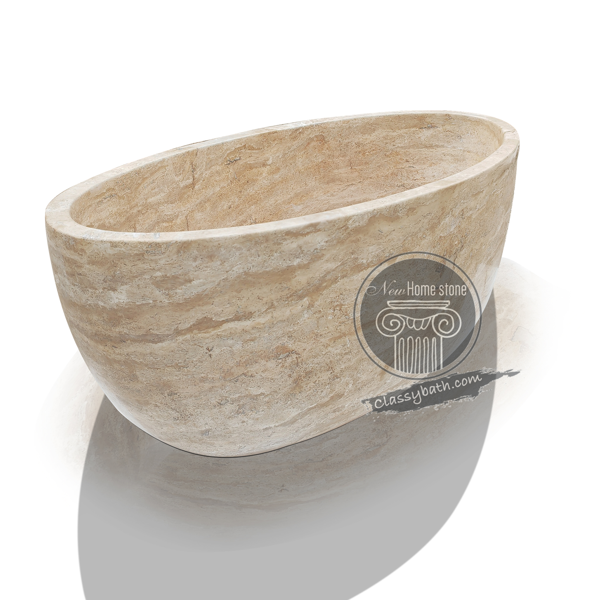 Travertine round bathtub