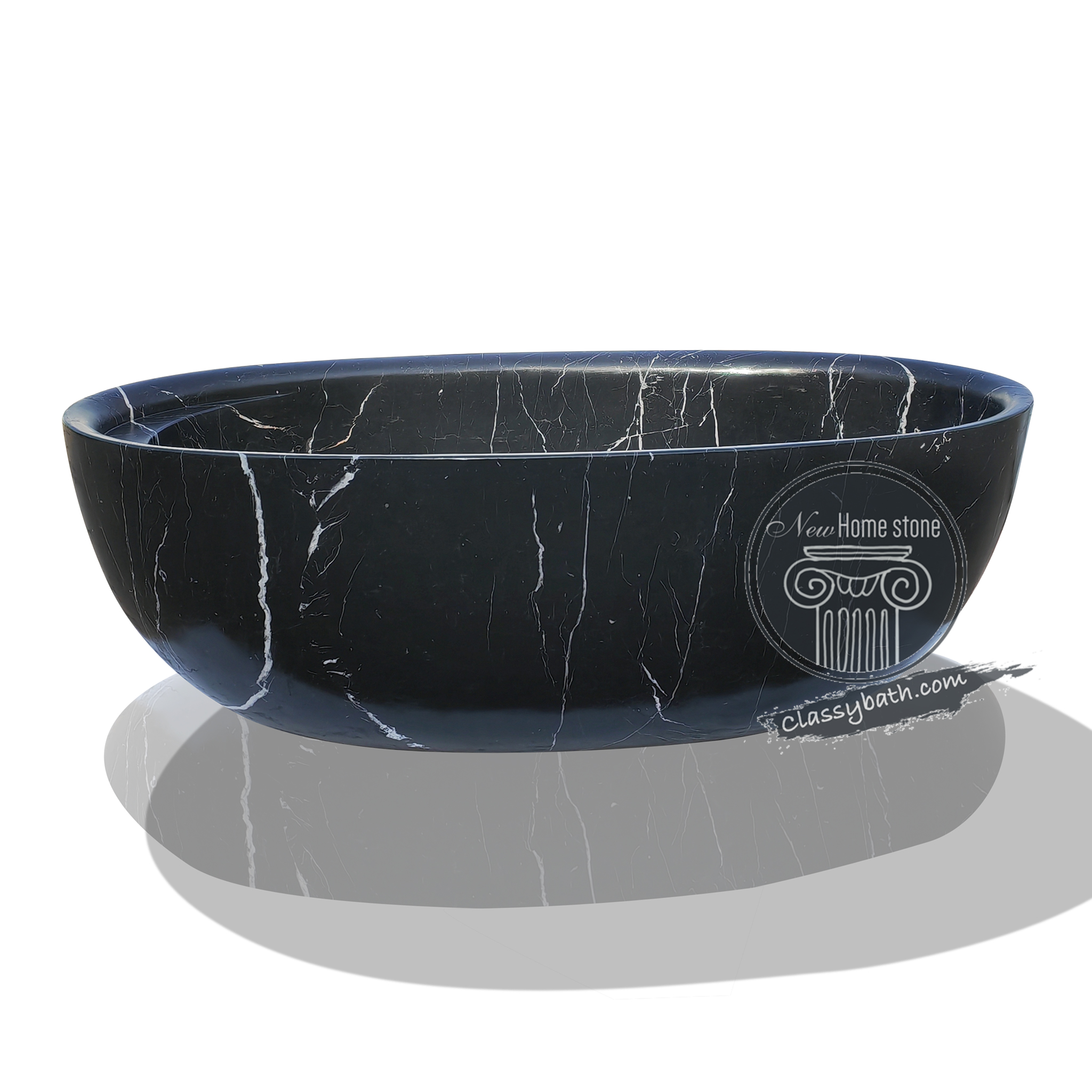 Black large size marble bathtub