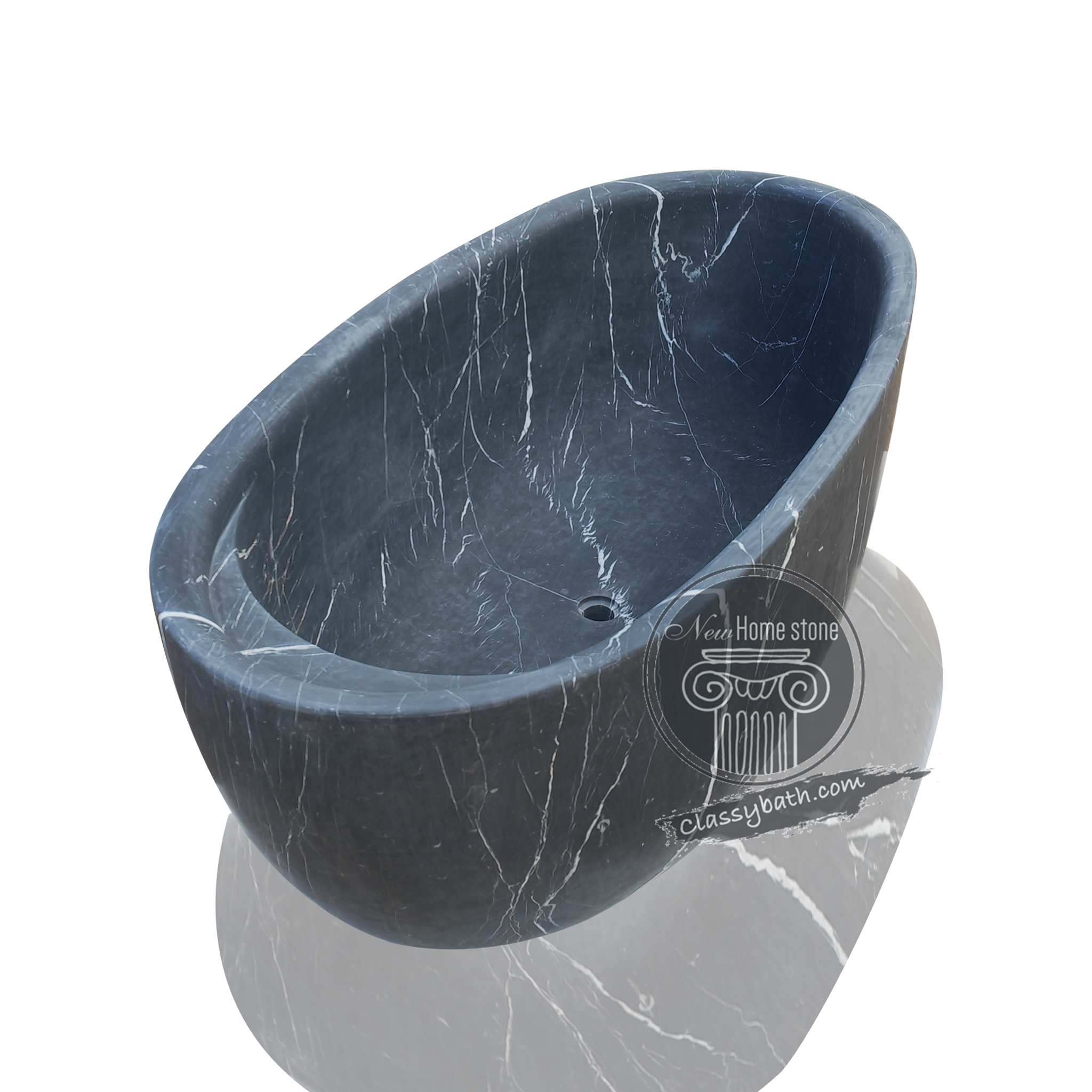 Stone soaker tub with headrest