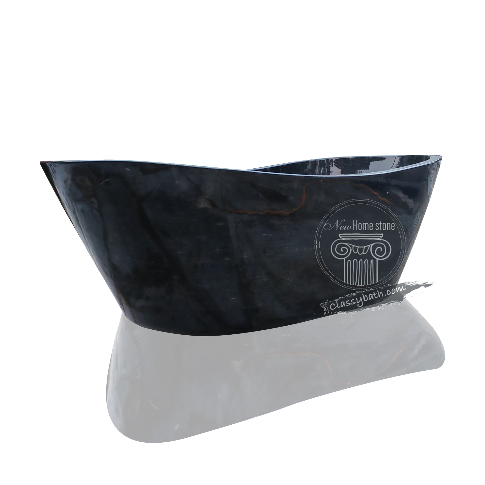 Double slipper black marble bathtub