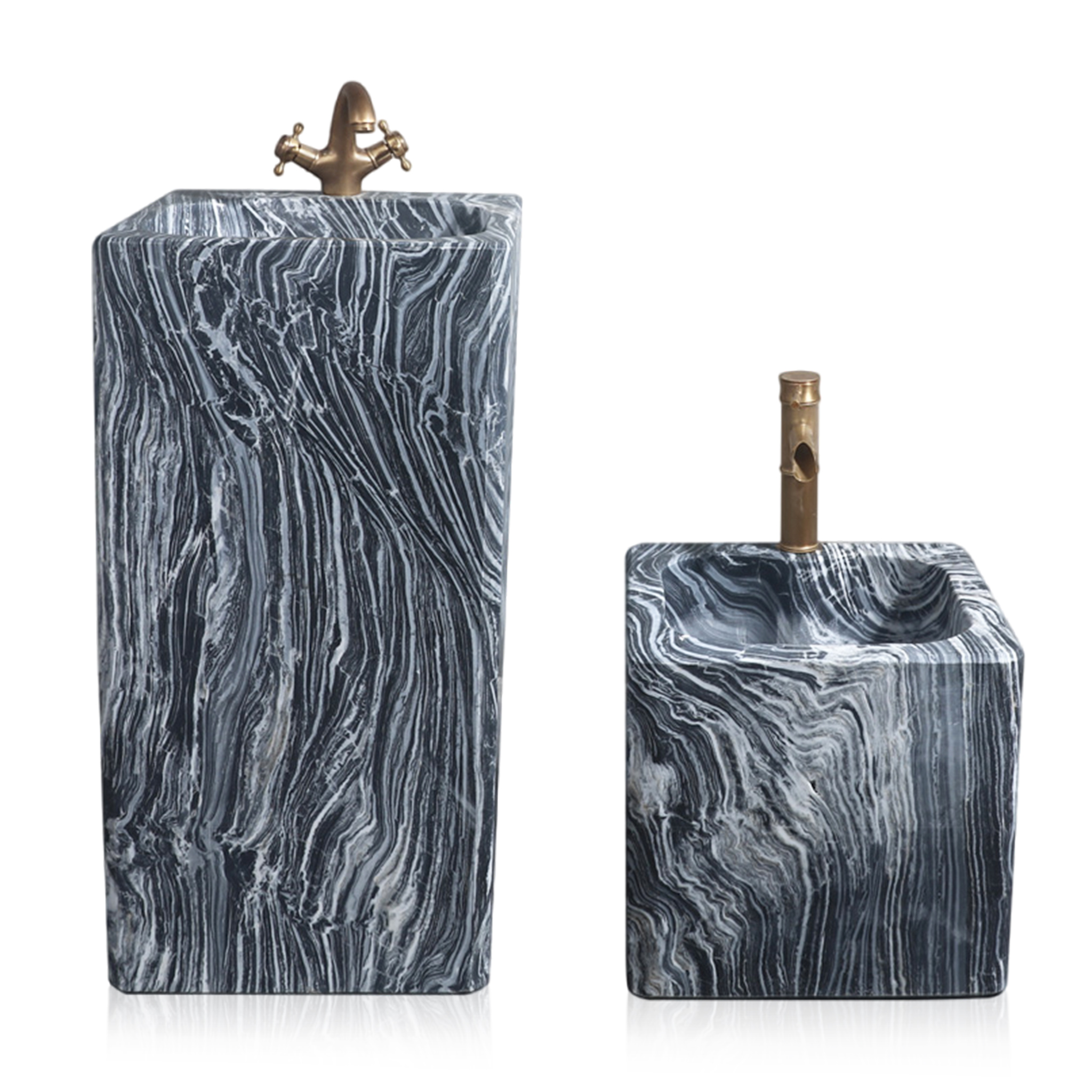 Black marble pedestal sink