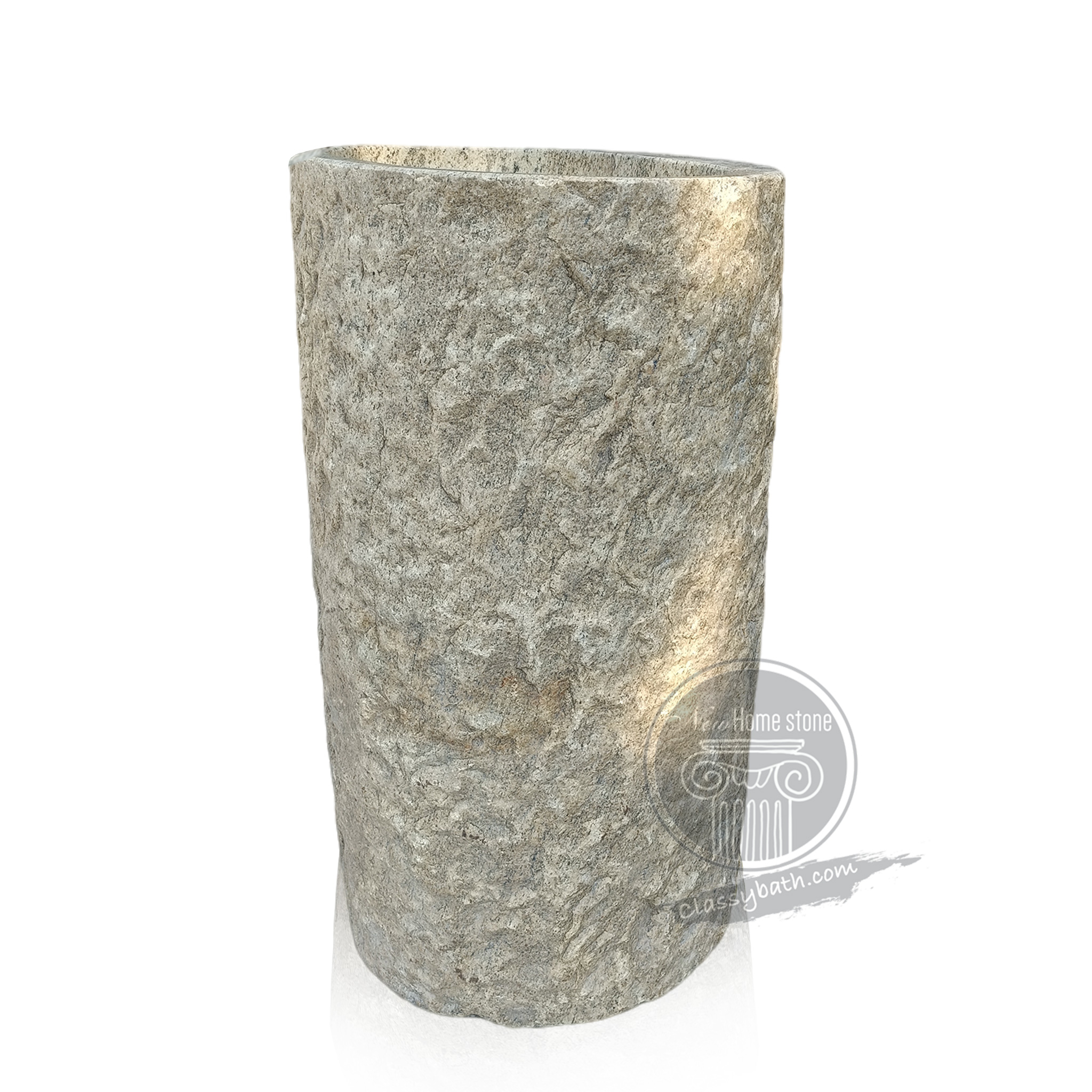 White stone pedestal sink