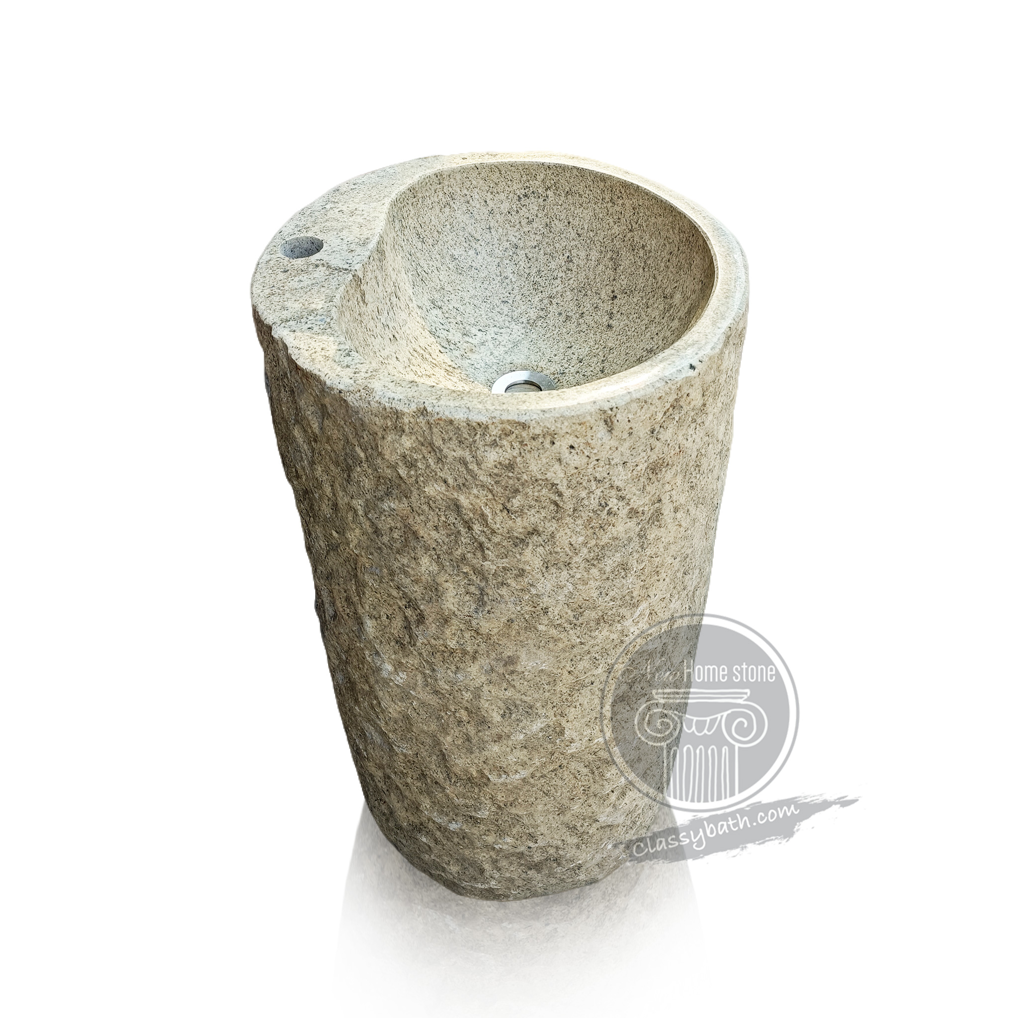 White stone pedestal sink