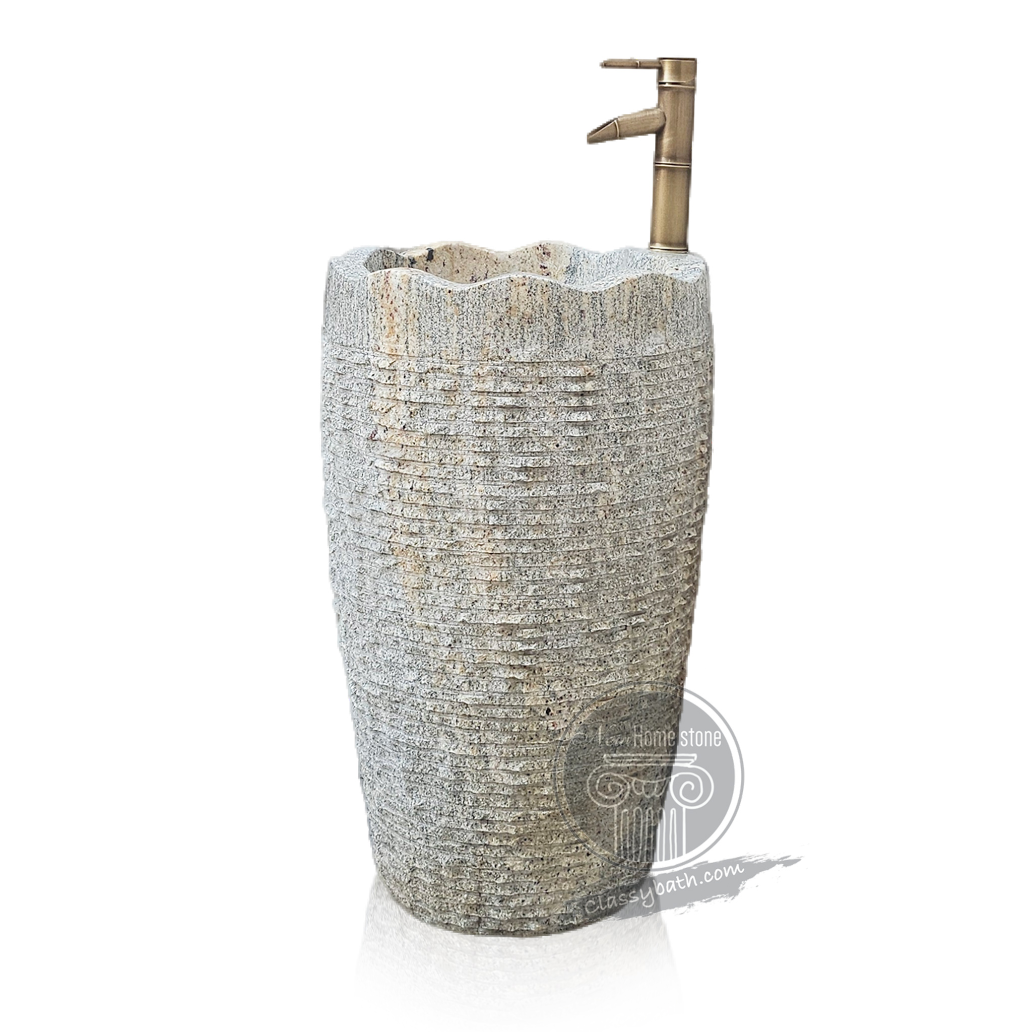 White stone pedestal sink