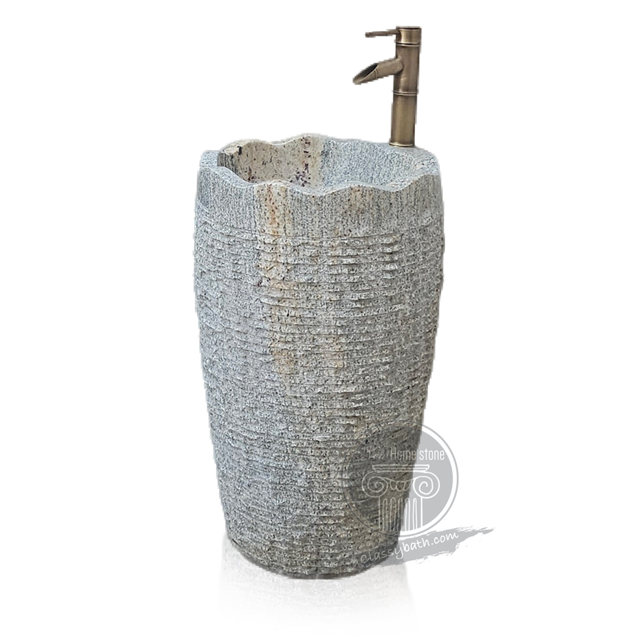 White stone pedestal sink