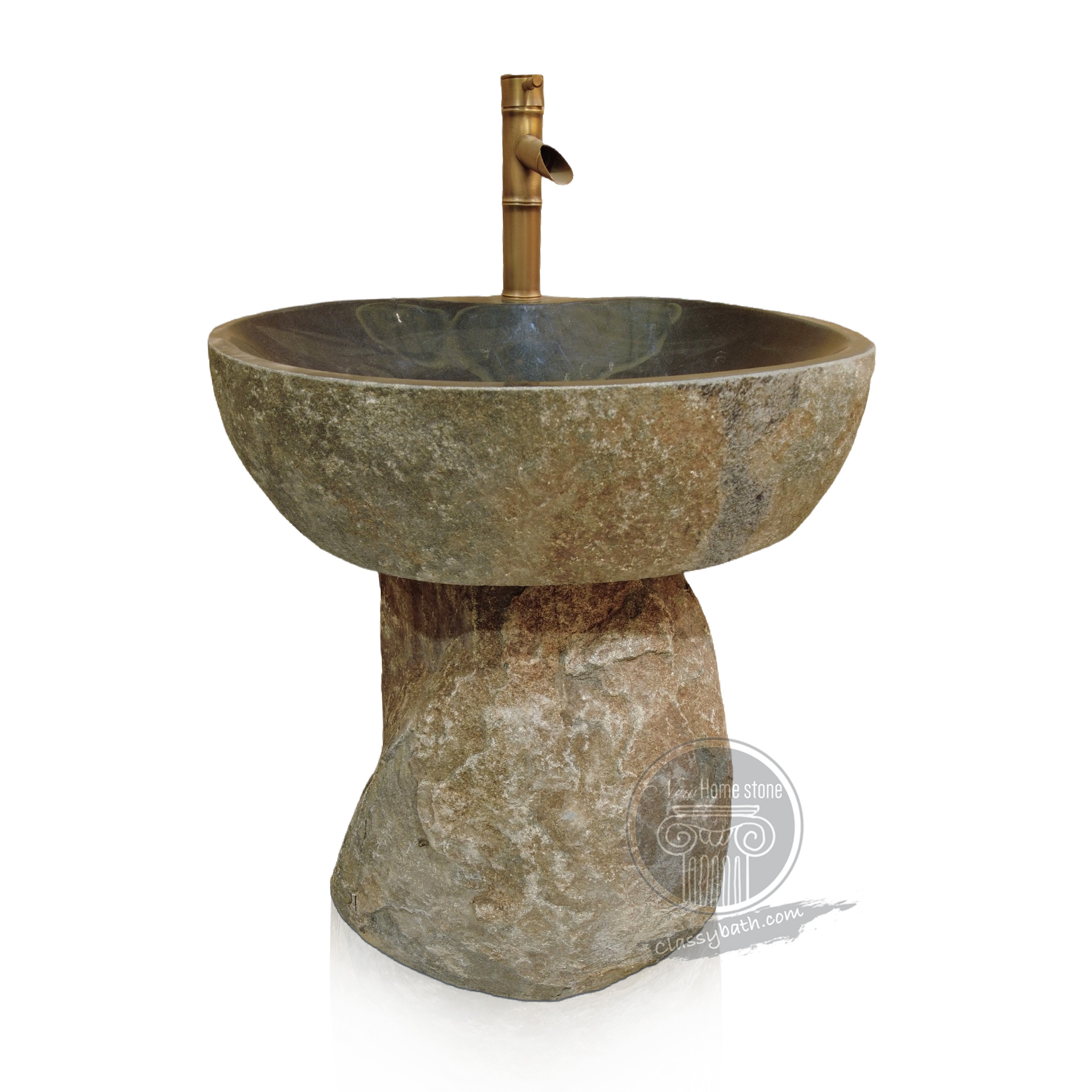 Rustic stone pedestal sink
